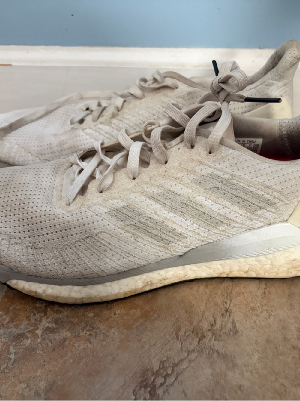 adidas SolarBoost White and Orange Casual Lace-Up Sneakers